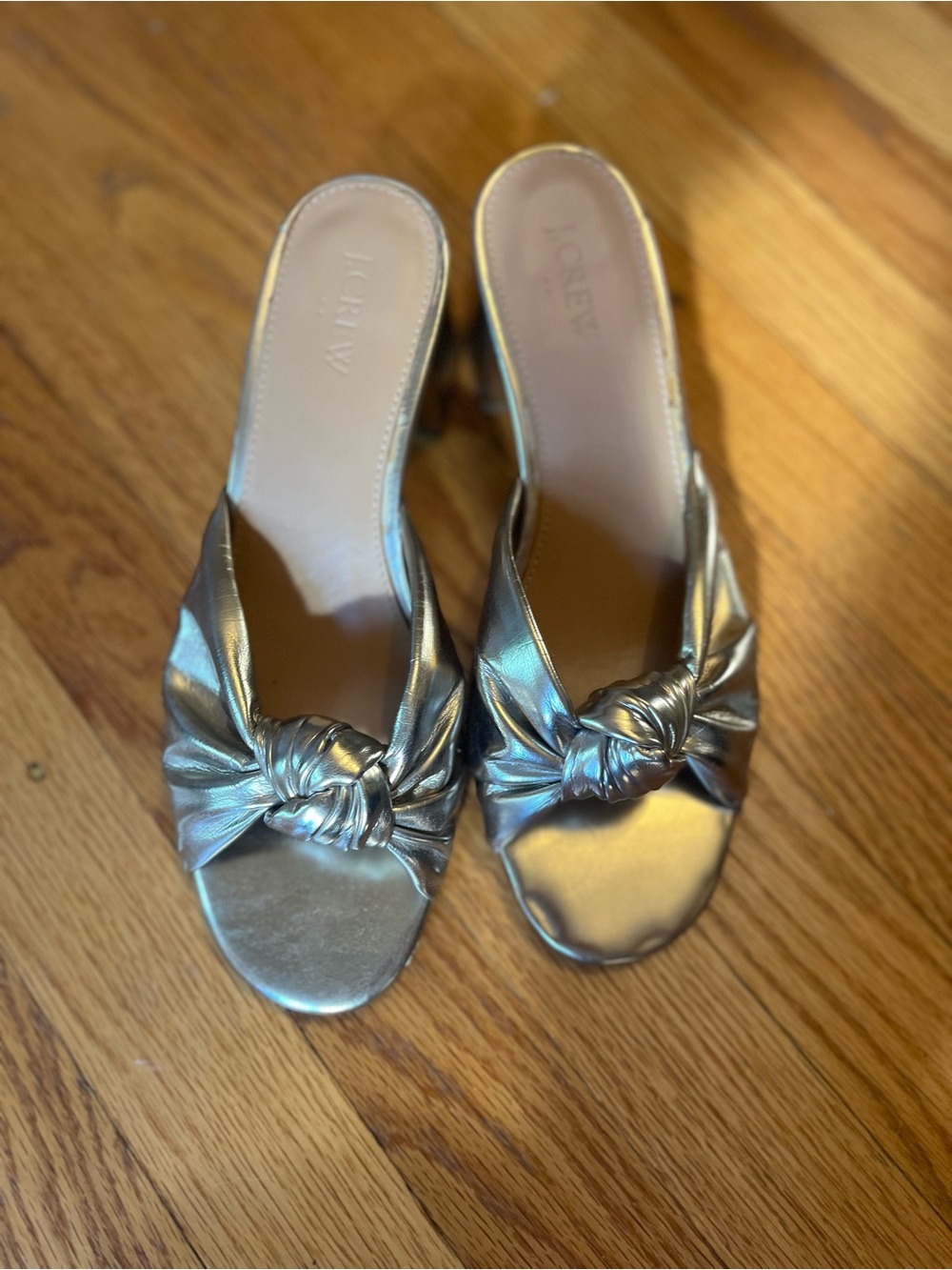 J. Crew Factory Metallic Knot Slide Mules - Gold